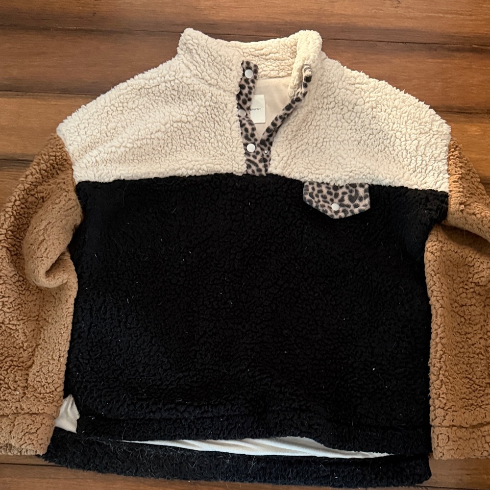 Thread & Supply Black and Cream Teddy Jacket